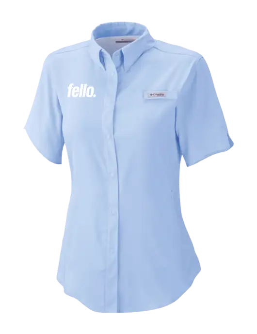 Columbia Light Blue Womens PFG Tamiami II Short Sleeve Shirt w/Fello. Logo
