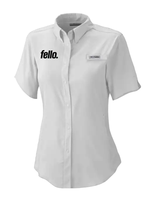 Columbia Grey Womens PFG Tamiami II Short Sleeve Shirt w/Fello. Logo