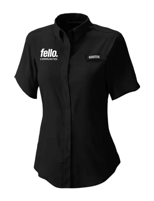Columbia Black Womens PFG Tamiami II Short Sleeve Shirt w/Fello Communities Logo