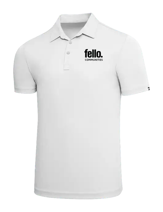 TravisMathew White Solid Oceanside Polo w/Fello Communities Logo