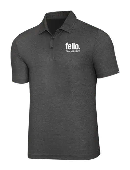 TravisMathew Black Heather Oceanside Polo w/Fello Communities Logo