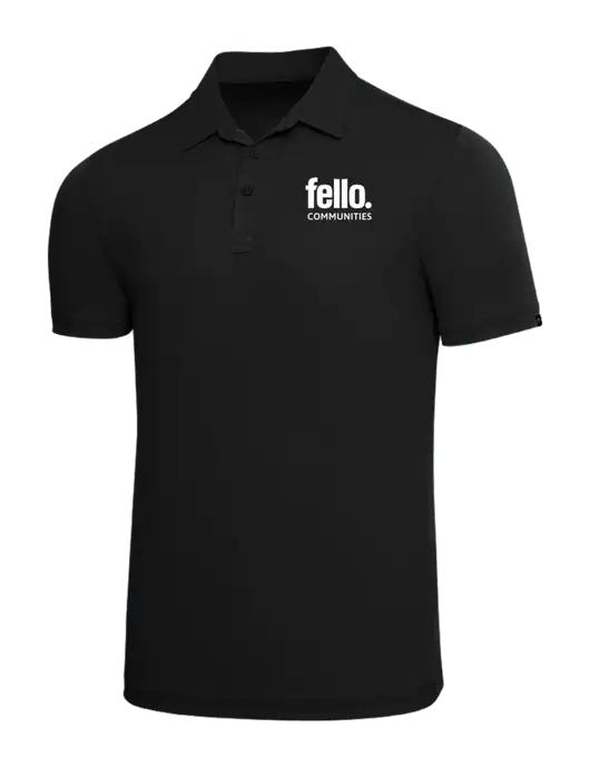 TravisMathew Black Solid Oceanside Polo w/Fello Communities Logo