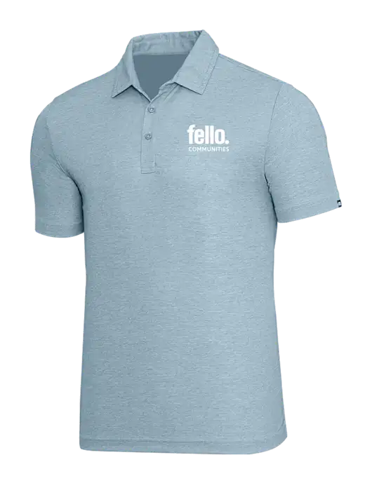TravisMathew Light Blue Heather Oceanside Polo w/Fello Communities Logo